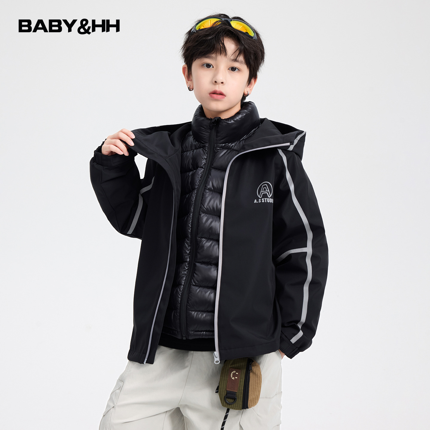 户外撞色防水三合一冲锋衣羽绒服