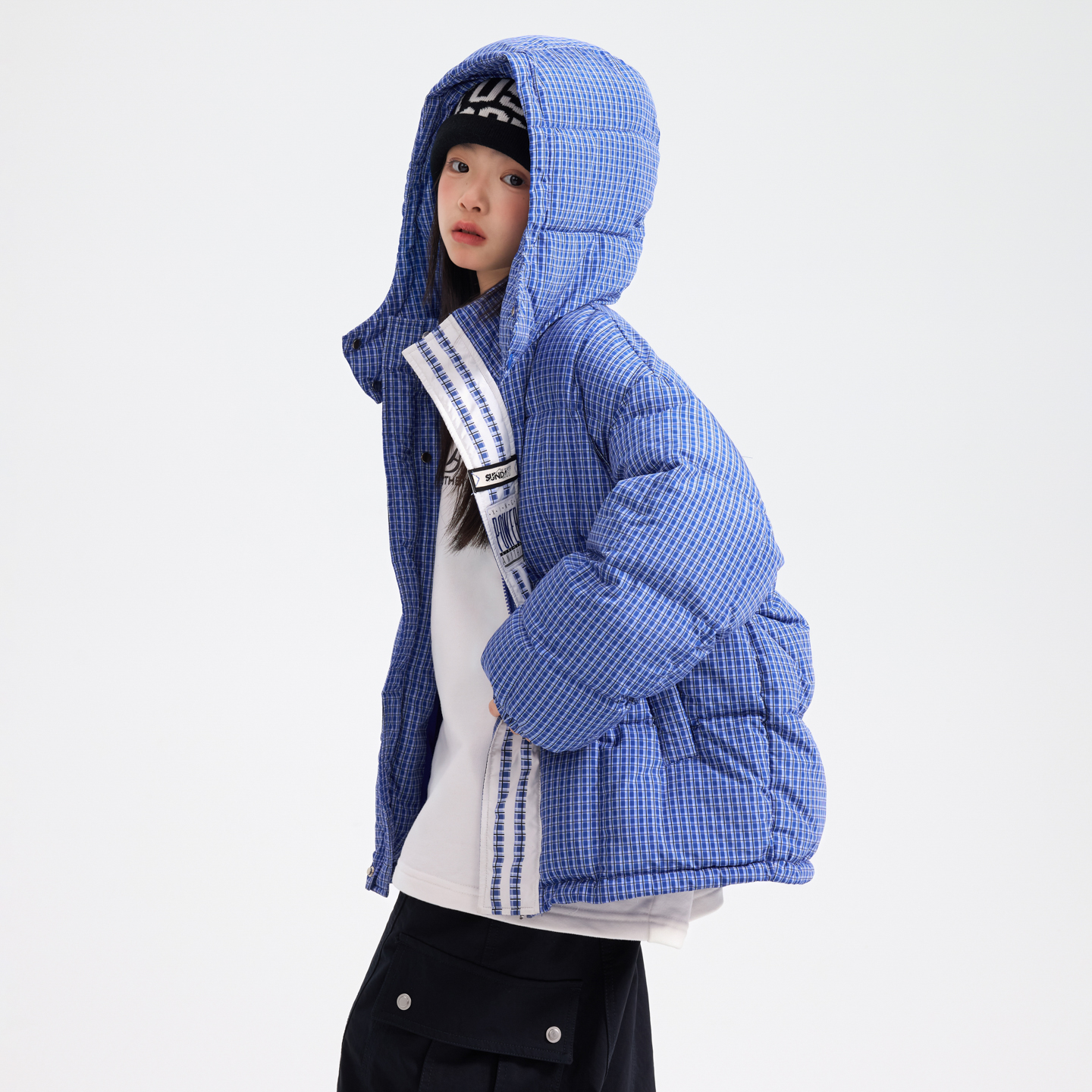 原创设计90白鸭绒撞色面包羽绒服