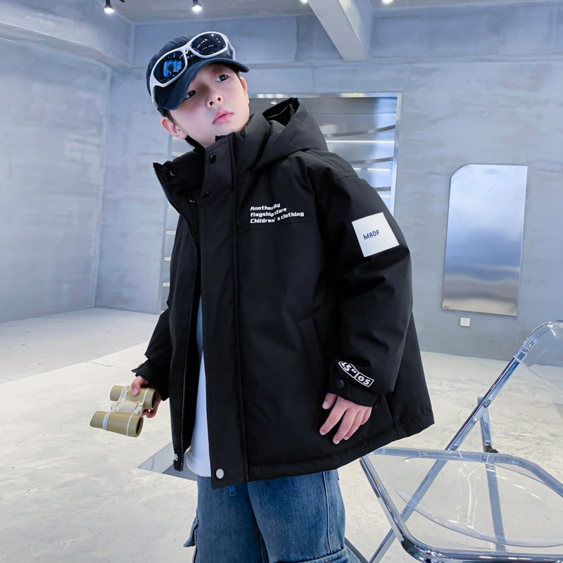男童冬装防风冲锋衣工装厚羽绒服