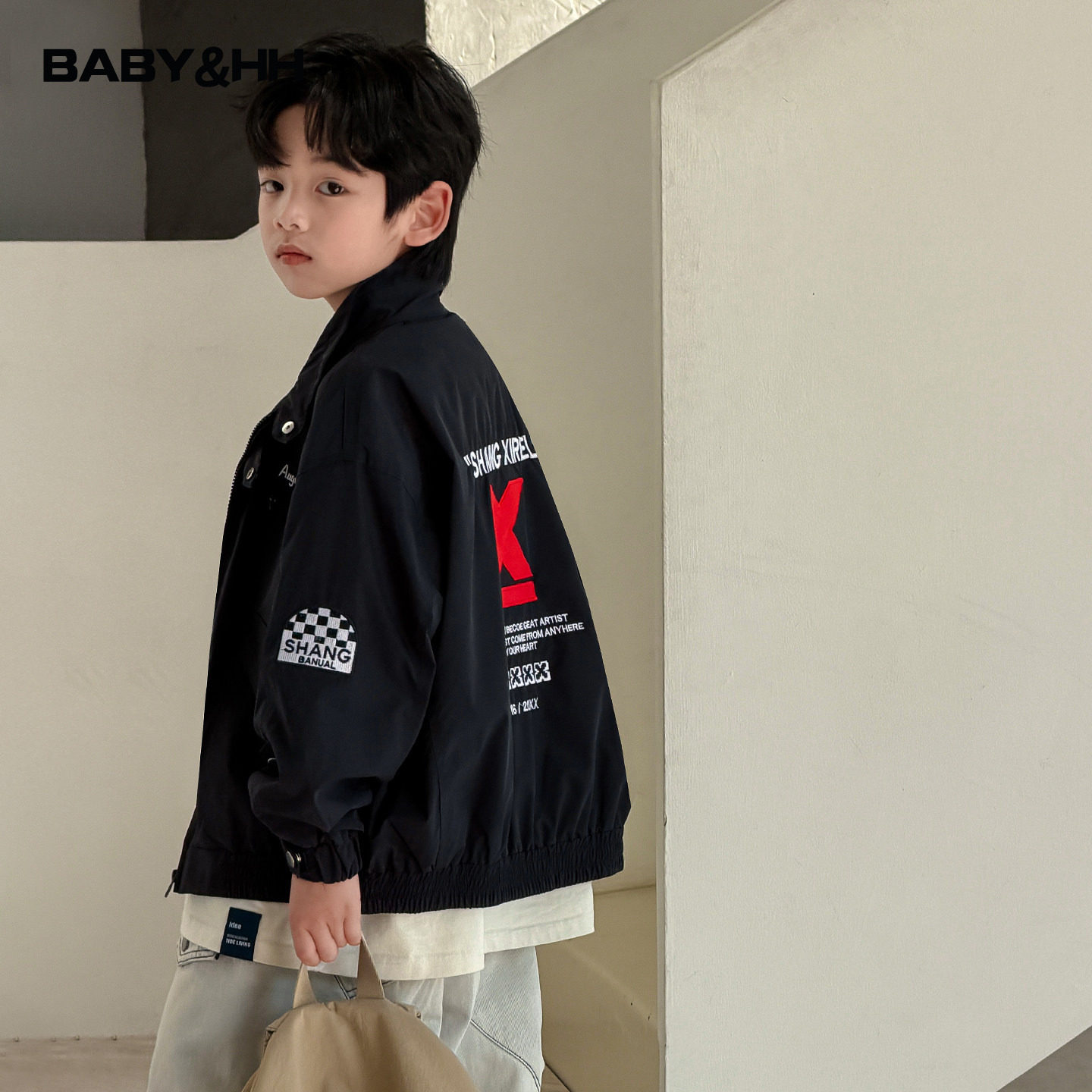 男童秋装潮酷机车服工装外套2026新款青少年儿童运动防风立领夹克