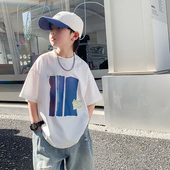 纯棉短袖 t恤2025新款 儿童男孩夏装 男大童夏季 帅气半袖 体恤上衣潮