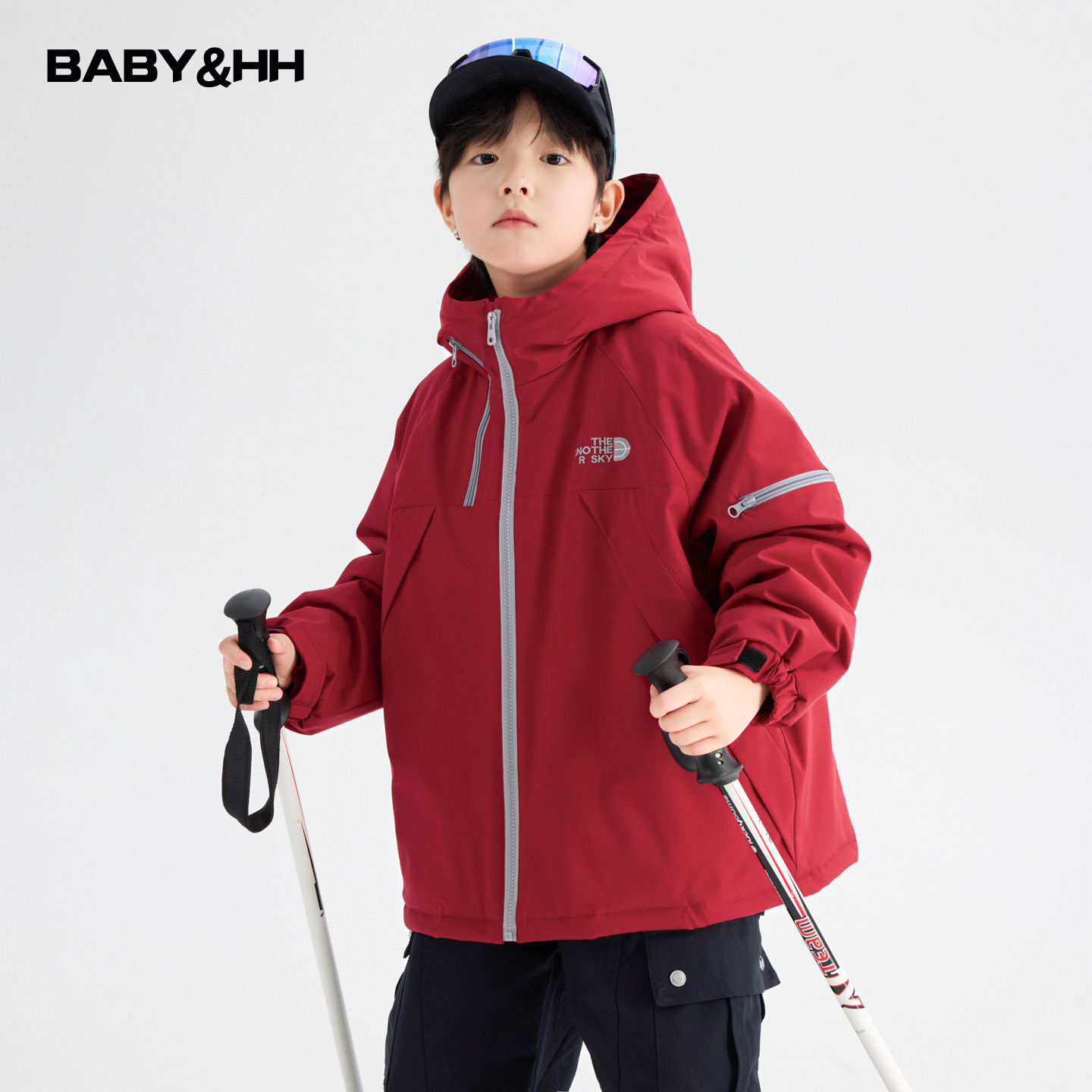 新年红色运动加厚防水冲锋衣棉服