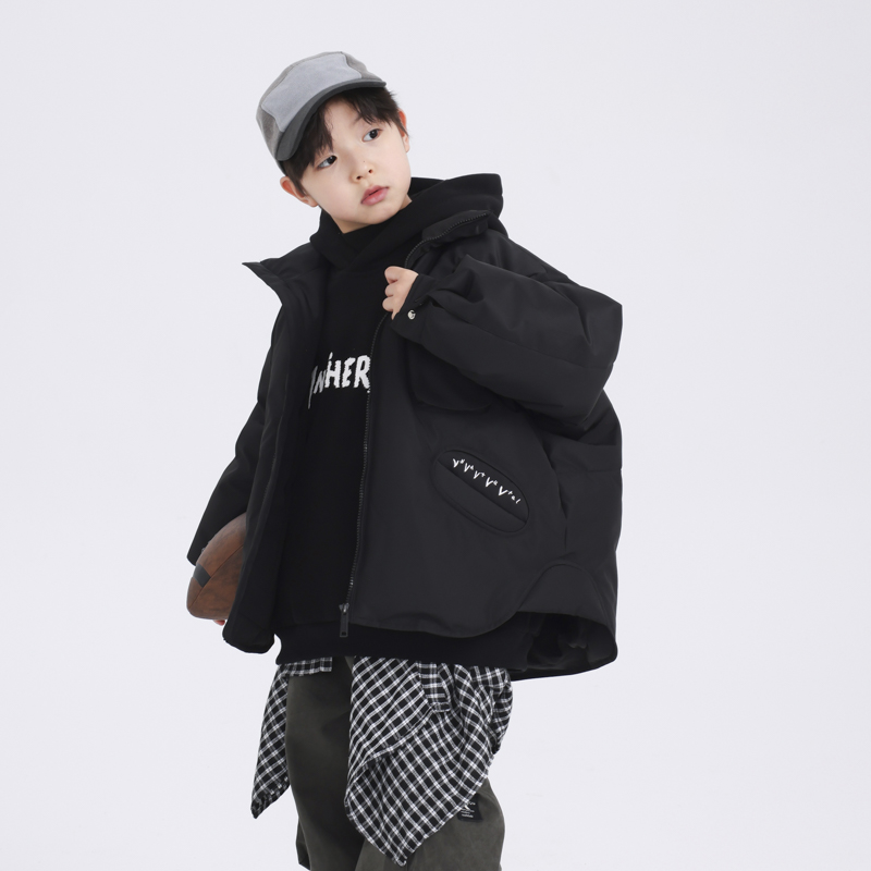 男童冬季潮牌防风工装免洗羽绒服