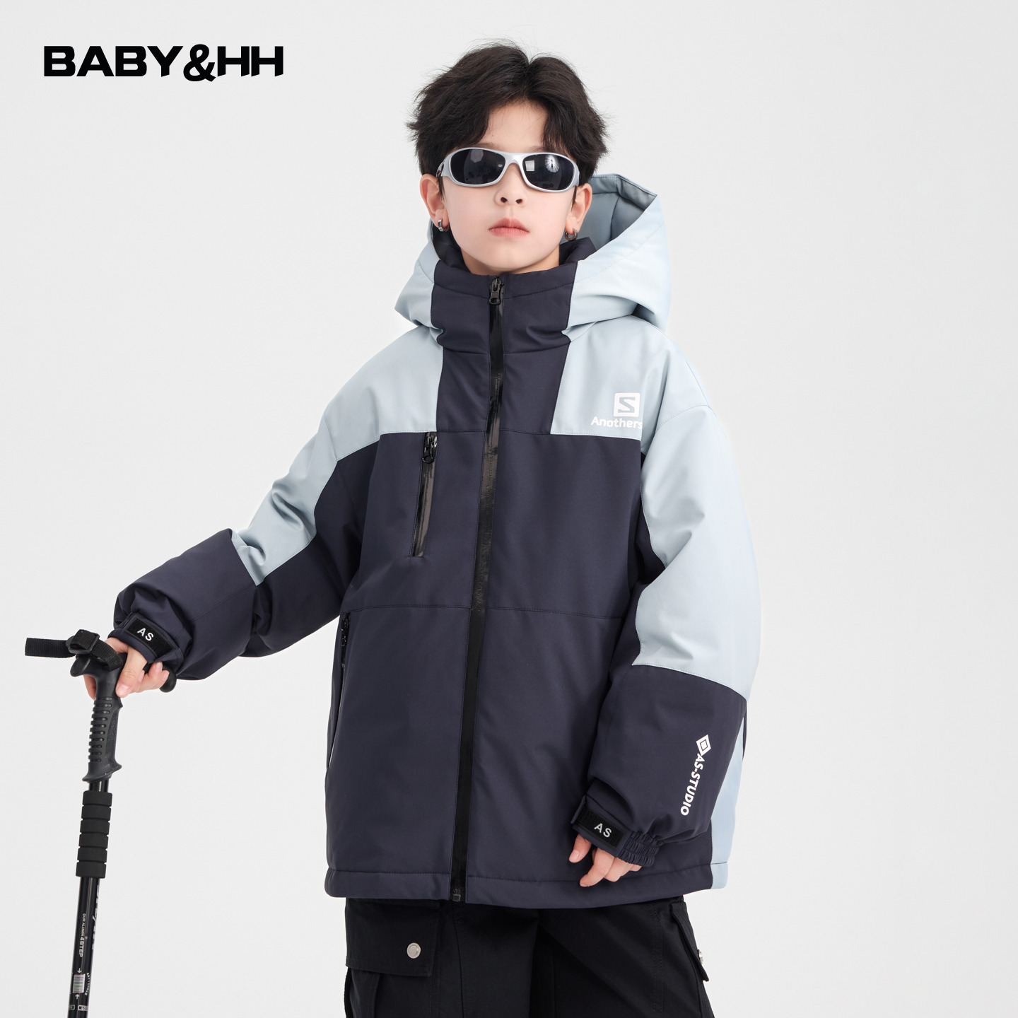 90白鸭绒撞色防寒冲锋衣羽绒服潮