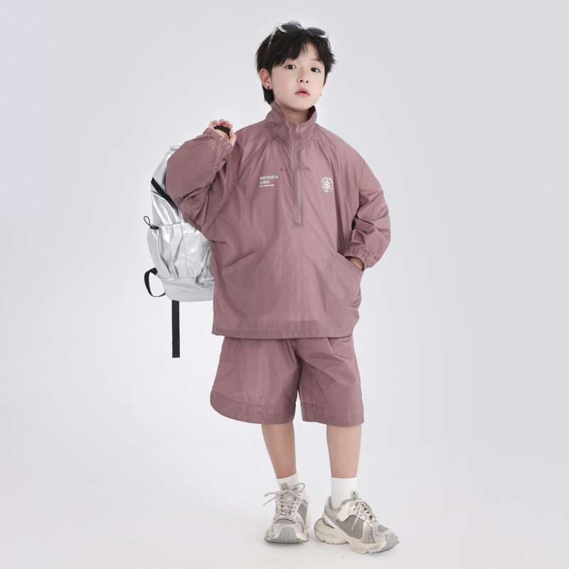 男大童夏季多巴胺运动防晒套装2025新款儿童男孩夏装速干薄款衣服