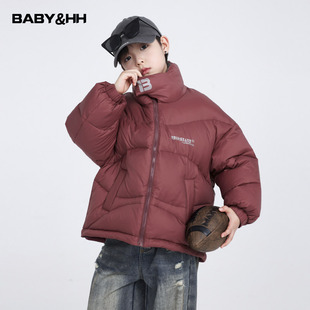 男童冬装新年红色面包羽绒服2026新款青少年儿童过年撞色防寒外套