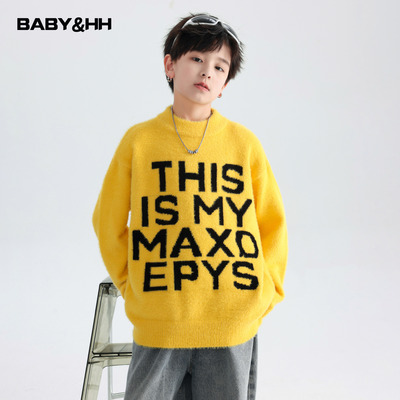 水貂绒满印字母半高领针织毛线衣