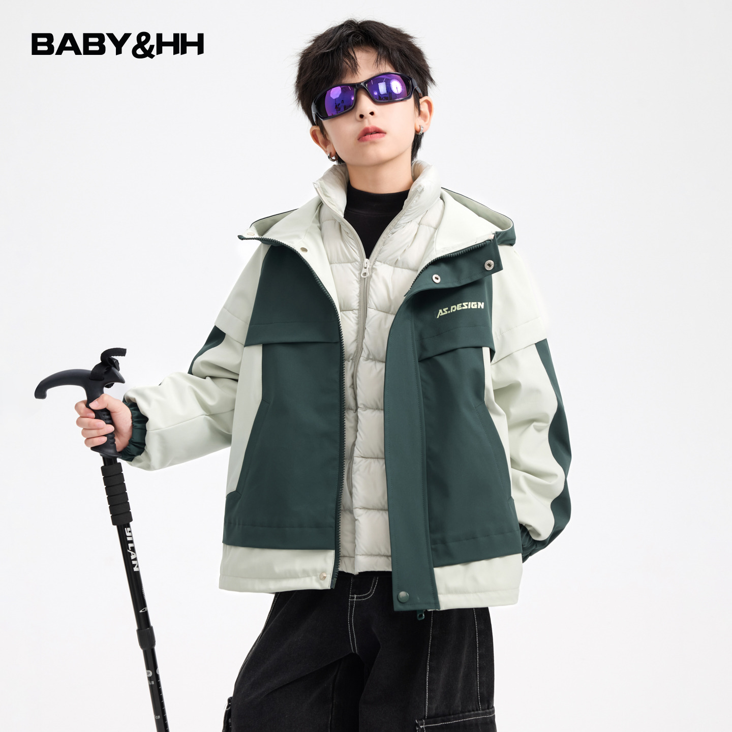 户外撞色运动三合一冲锋衣羽绒服