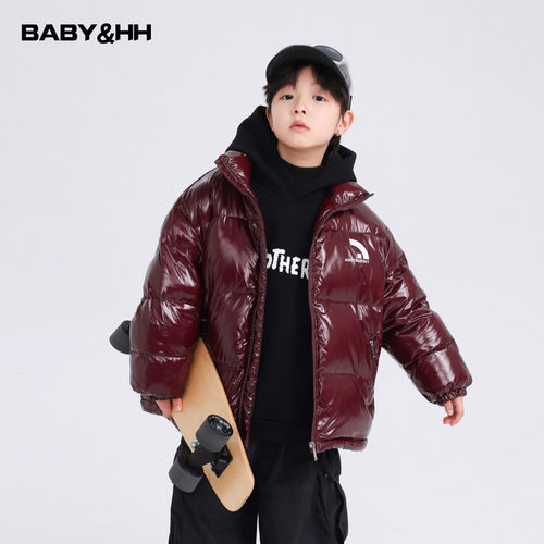 男童冬装亮面短款防寒免洗羽绒服