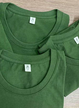 出厂价军工CVC精梳棉班服军绿色军训校服t恤夏令营圆领