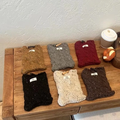 牛角扣粗针织单肩包手机包