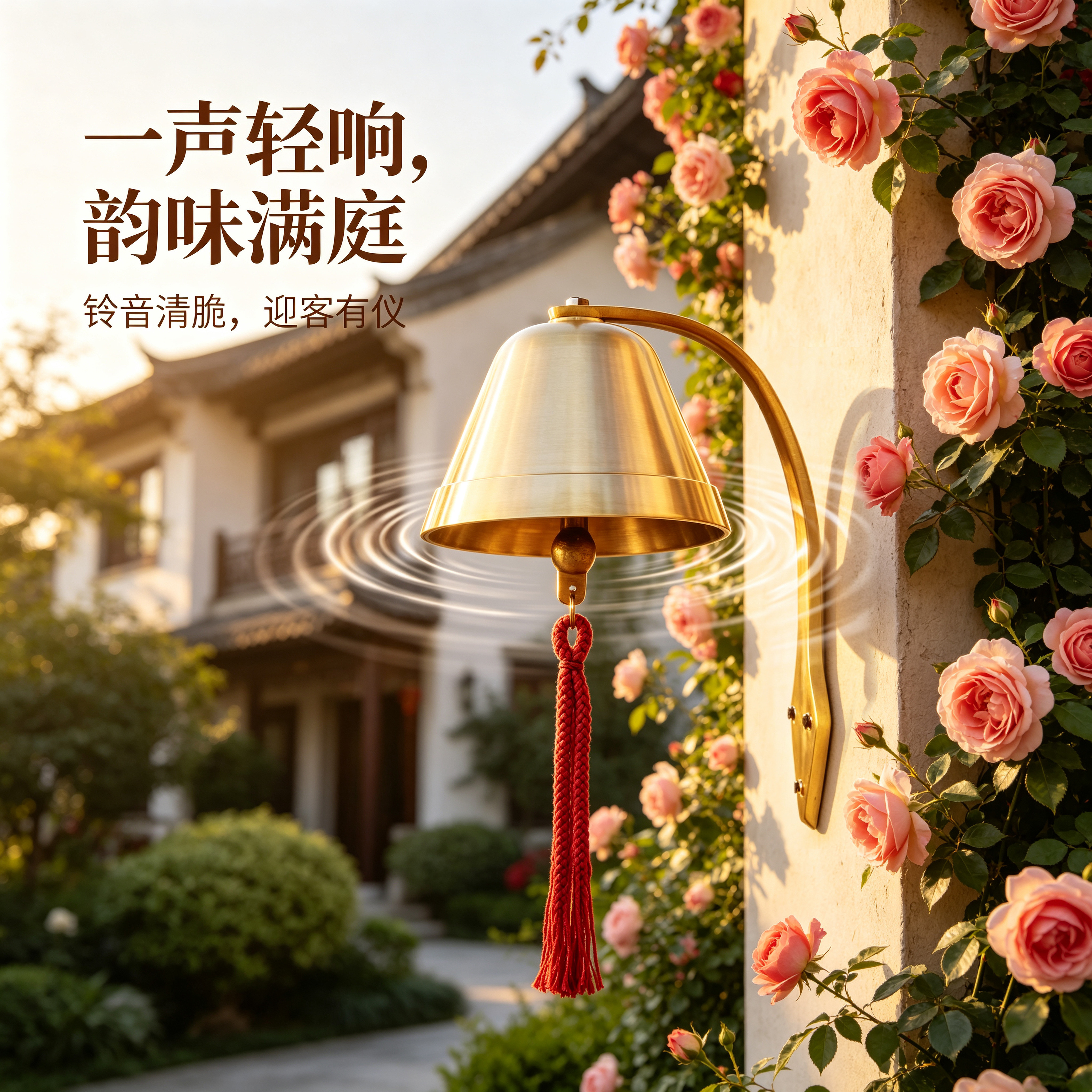 迎新年网红打卡铃铛手打铃商场活动酒吧开业黄铜壁挂手敲好运铃铛