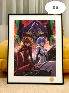 星空 绫波丽与明日香新世纪福音战士初号机碇真嗣eva初号机装饰画