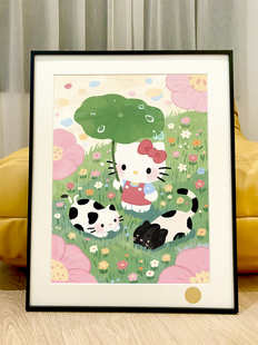 星空《奶牛Kitty猫》Hello Kitty凯蒂猫吉蒂猫装饰画