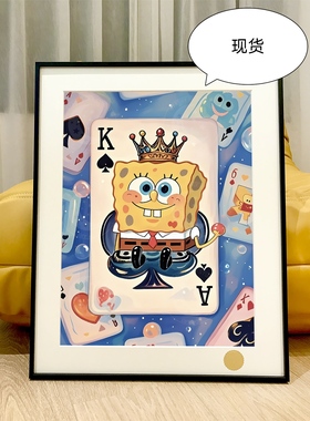 星空 纸牌海绵宝宝比奇堡派大星SpongeBob SquarePants动漫装饰画