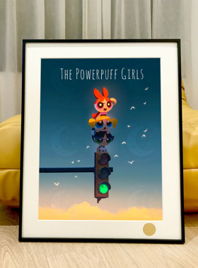 星空《飞天小女警》The Powerpuff Girls花花泡泡毛毛动漫装饰画