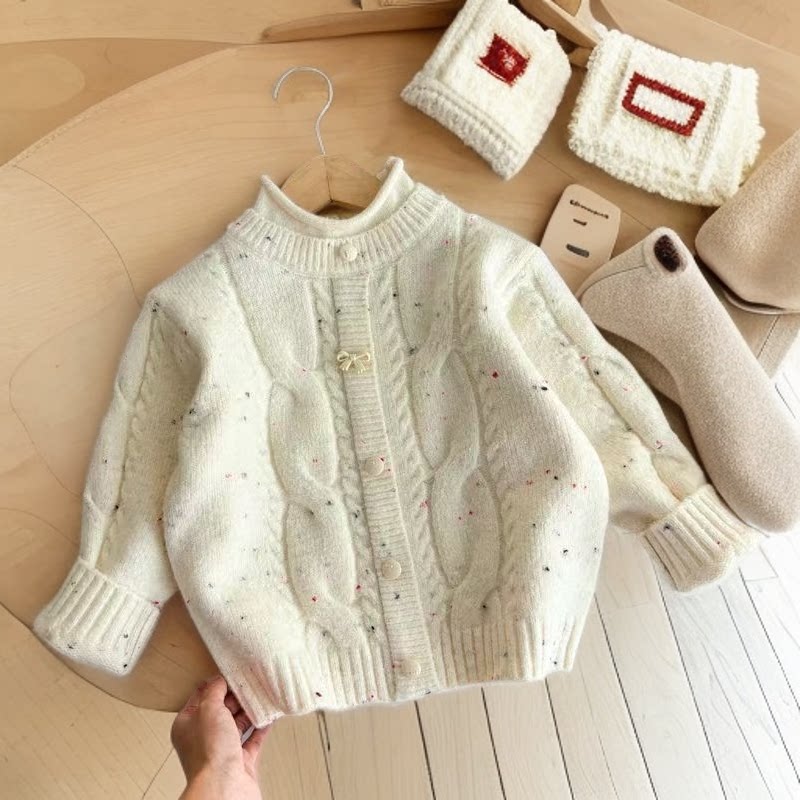女童毛衣冬季加厚新款半高领针织衫洋气公主风中大童装打底衫加绒