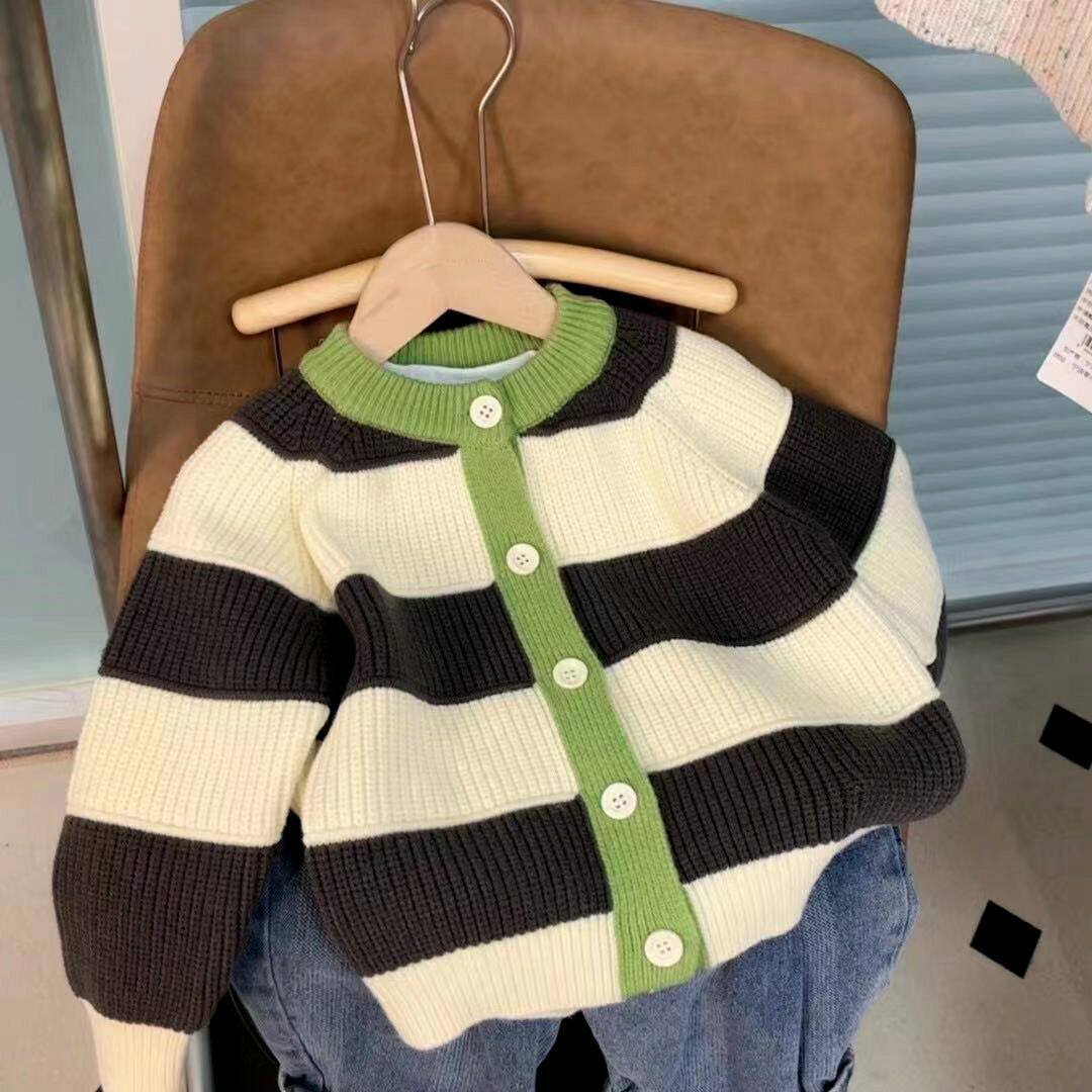 男童针织衫春秋季儿童毛衣开衫男宝宝外套婴幼儿条纹衣服新款韩版