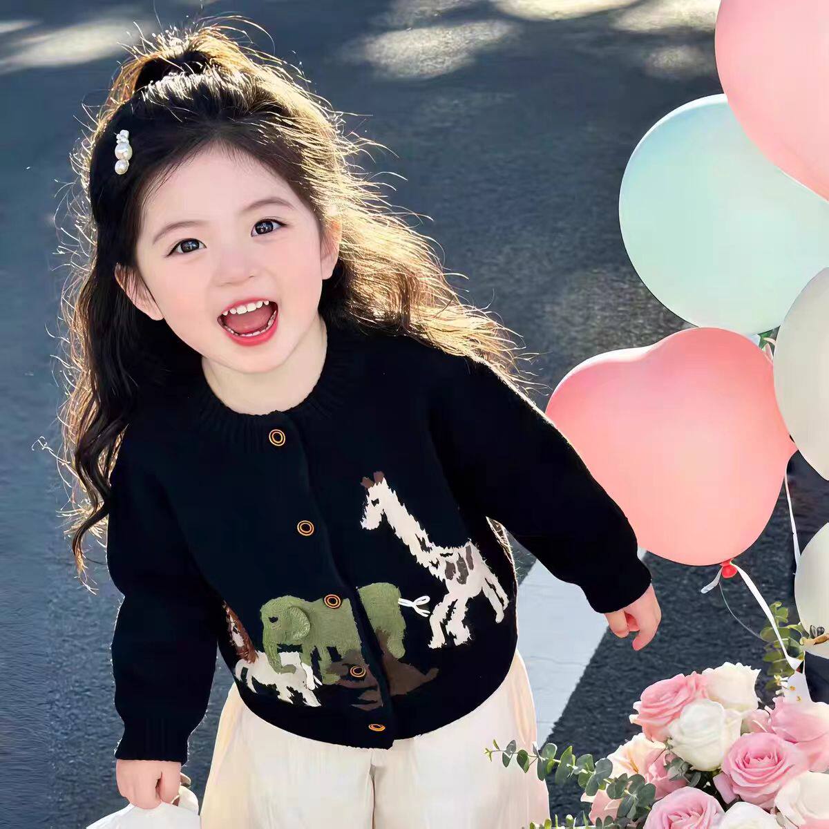 女童毛衣开衫儿童针织衫宝宝春秋外套婴儿卡通帅气上衣小男孩春装