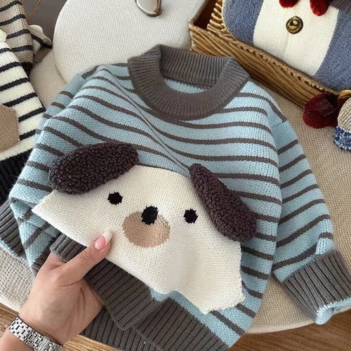 男童毛衣秋冬新款宝宝加厚针织衫洋气韩版婴儿童装卡通打底衫百搭