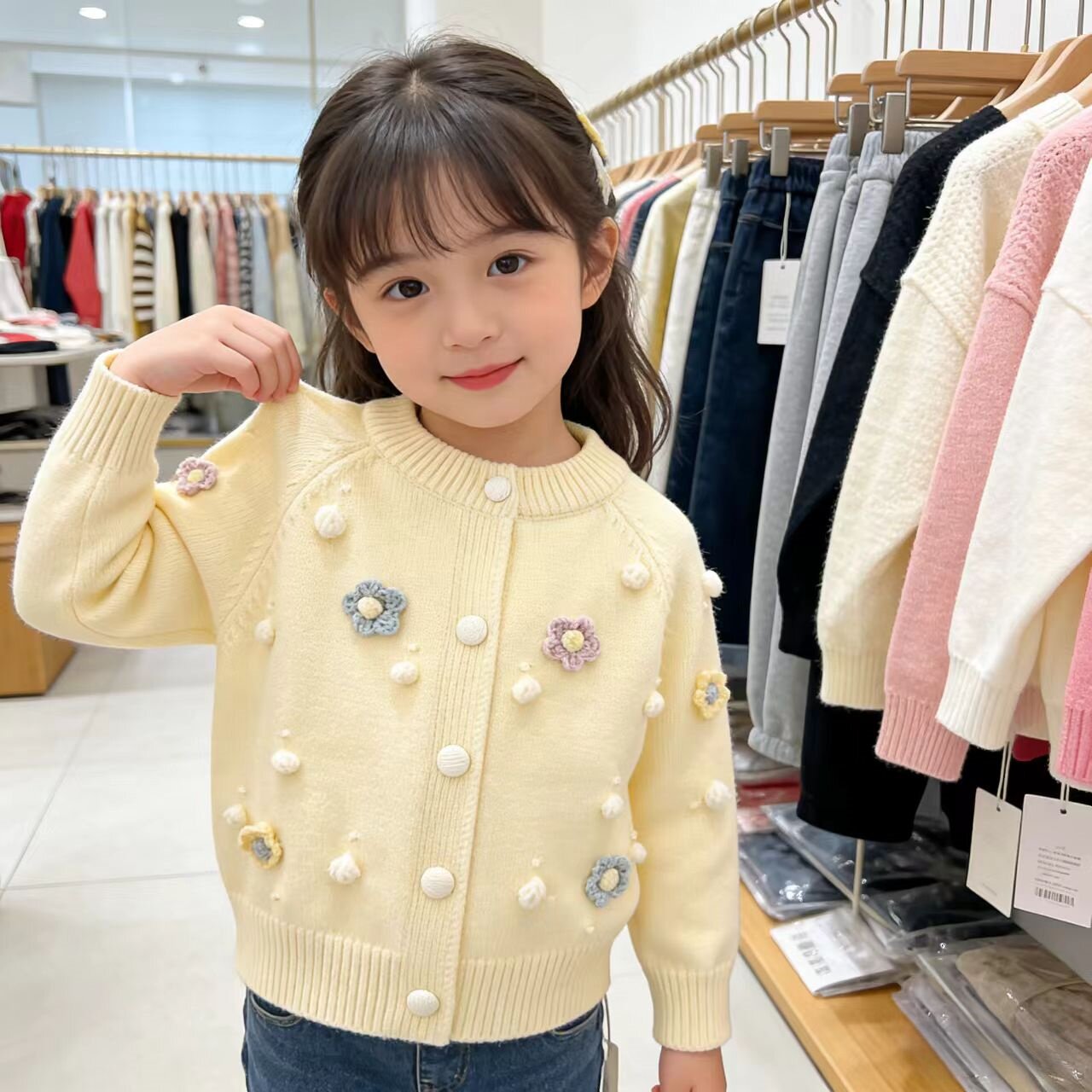 女童春装宝宝毛衣开衫2026春秋新款婴儿童针织衫洋气小女孩上衣服