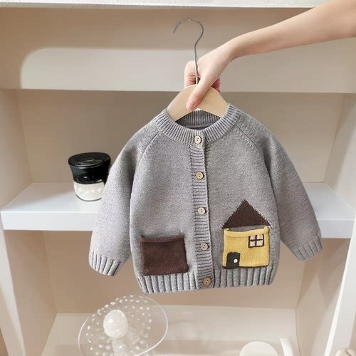 男童毛衣开衫宝宝春秋外套洋气百搭男孩卡通爆款针织衫儿童早秋装