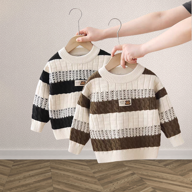 男童毛衣新款儿童洋气针织衫2024冬季加厚中小童韩版保暖打底衣服