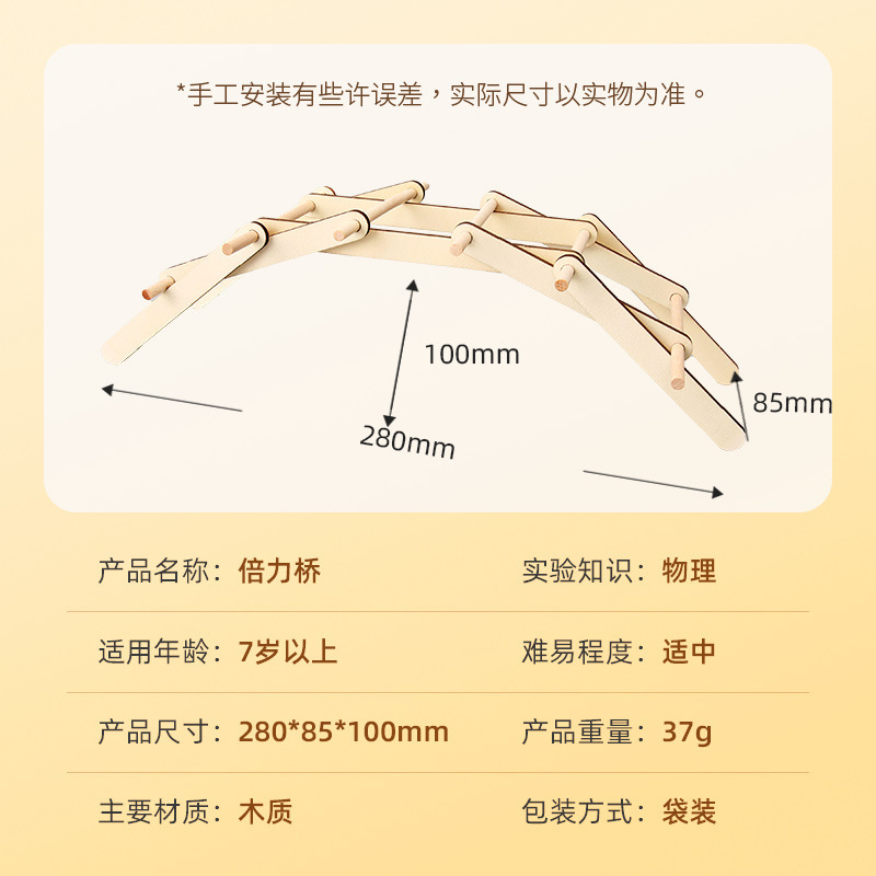 实验拼装模型益智玩具木质倍力桥