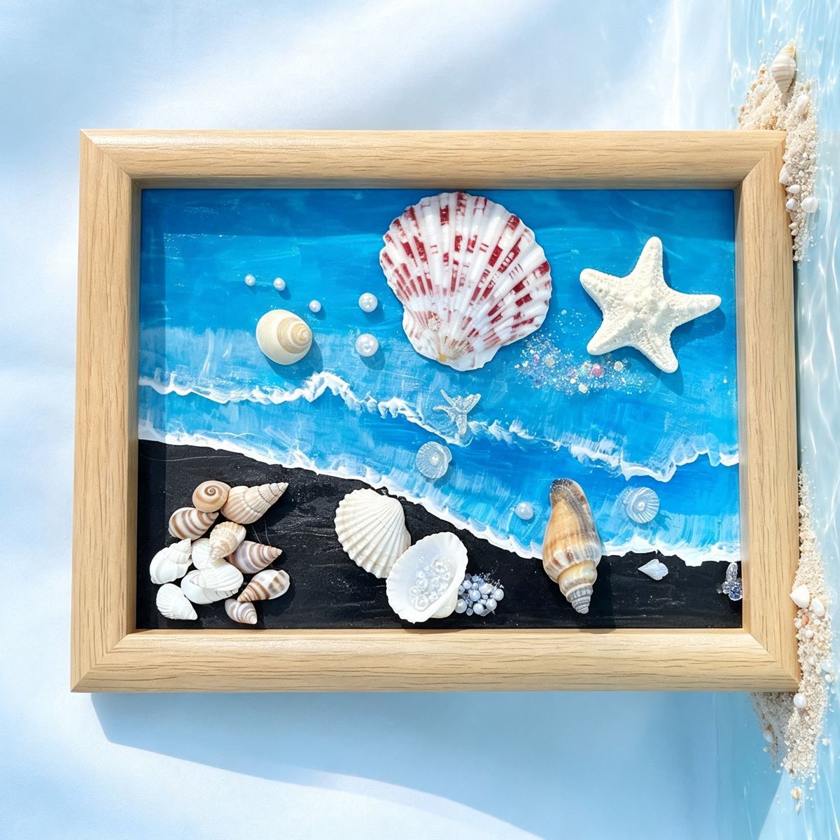 海边纪念立体创意相框画海螺标本标本沙滩贝壳摆件装饰画3d手工画