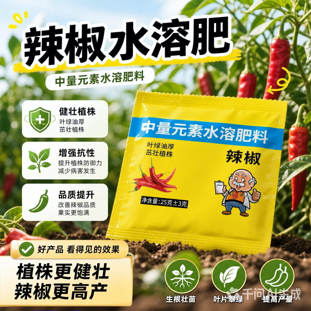 辣椒专用中量元素水溶肥 保花保果膨果增产 辣椒叶面肥壮苗抗逆水