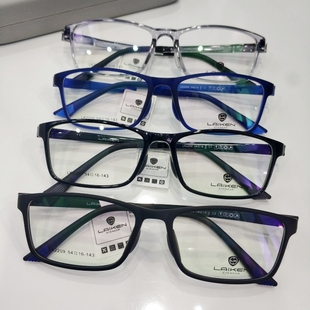莱肯LAIKEN全框方形超轻TR90近视眼镜框男配镜片防蓝光磨砂黑2209