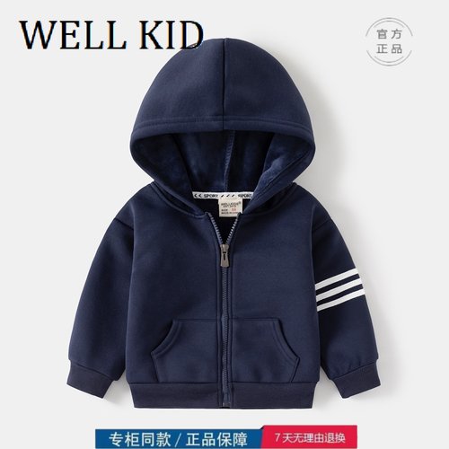 【撤柜专区】品牌专柜亲子装儿童连帽卫衣一体绒上衣秋季拉链外套