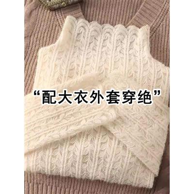 半高领磨毛蕾丝衫女冬季流行风格加绒加厚时尚洋气内搭打底衫上衣