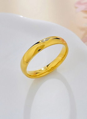 999足金素圈戒指黄金实心固口女
