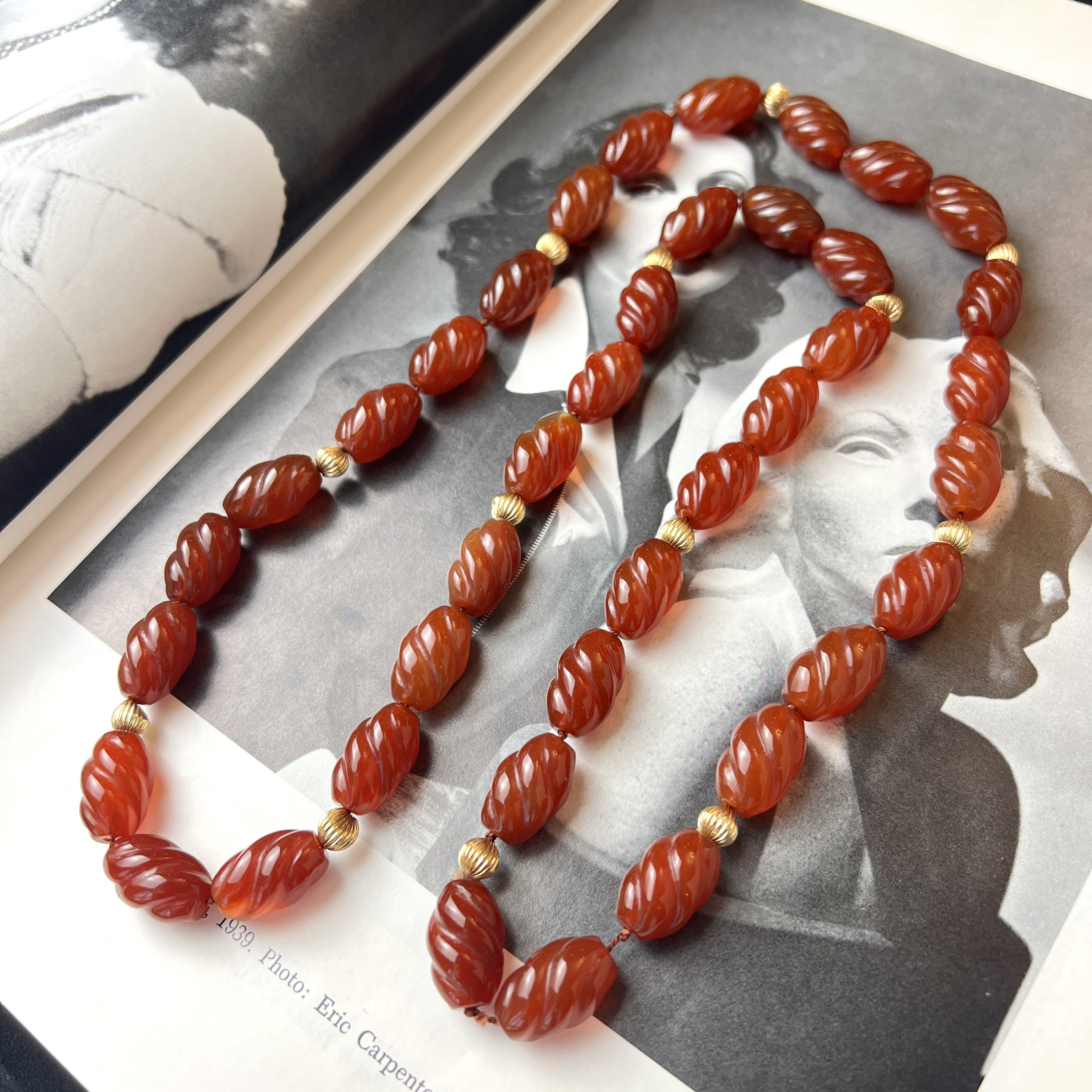 天然红玛瑙项链毛衣链中古饰品古董首饰老红玛瑙珠枣珠玉髓转运珠