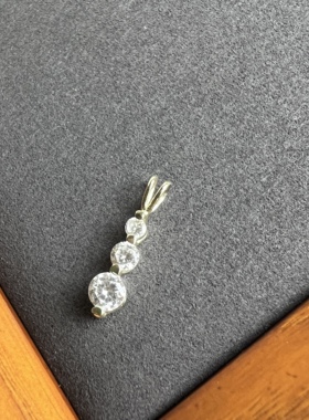 欧美vintage古董首饰中古饰品设计师925镀银锆石吊坠