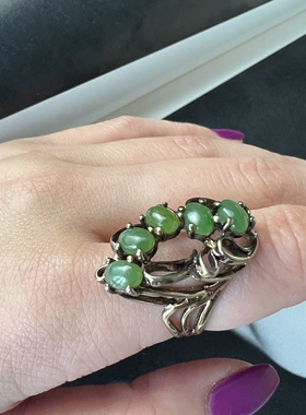 天然和田玉戒指14K包金古董首饰