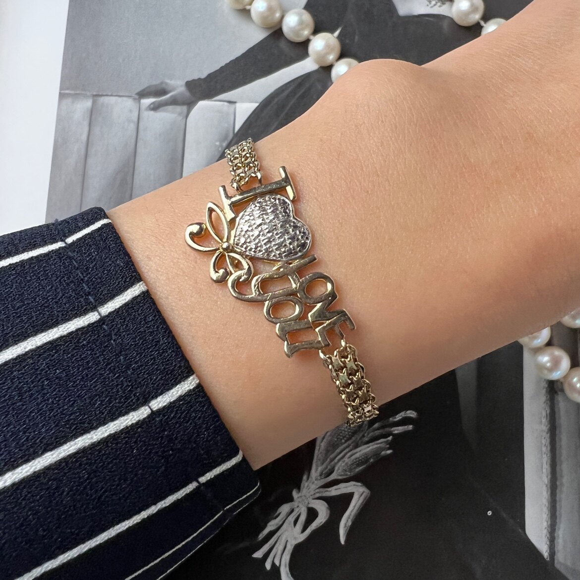 欧美回流古董首饰vintage中古饰品925纯银包金手链手镯情人节礼物