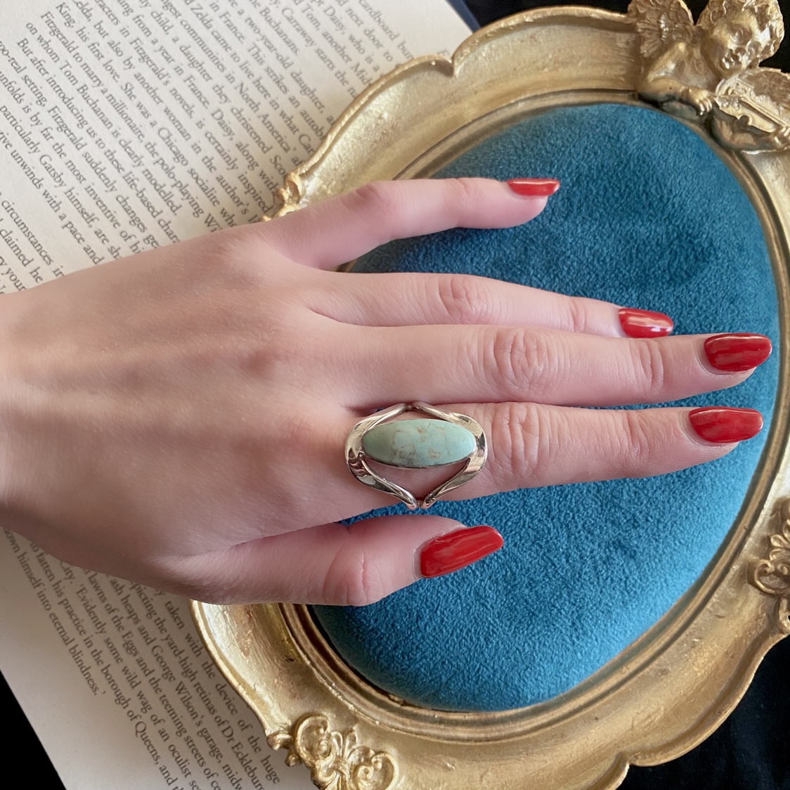 欧美设计师925纯银绿松石孤品