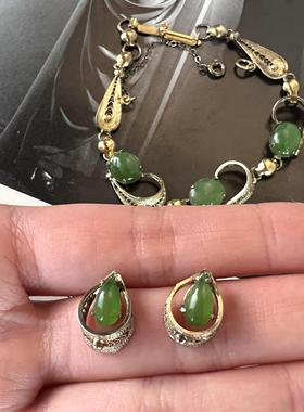 和田玉碧玉项链耳钉古董首饰