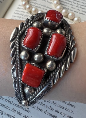 古董首饰手镯印第安纳瓦霍纯银