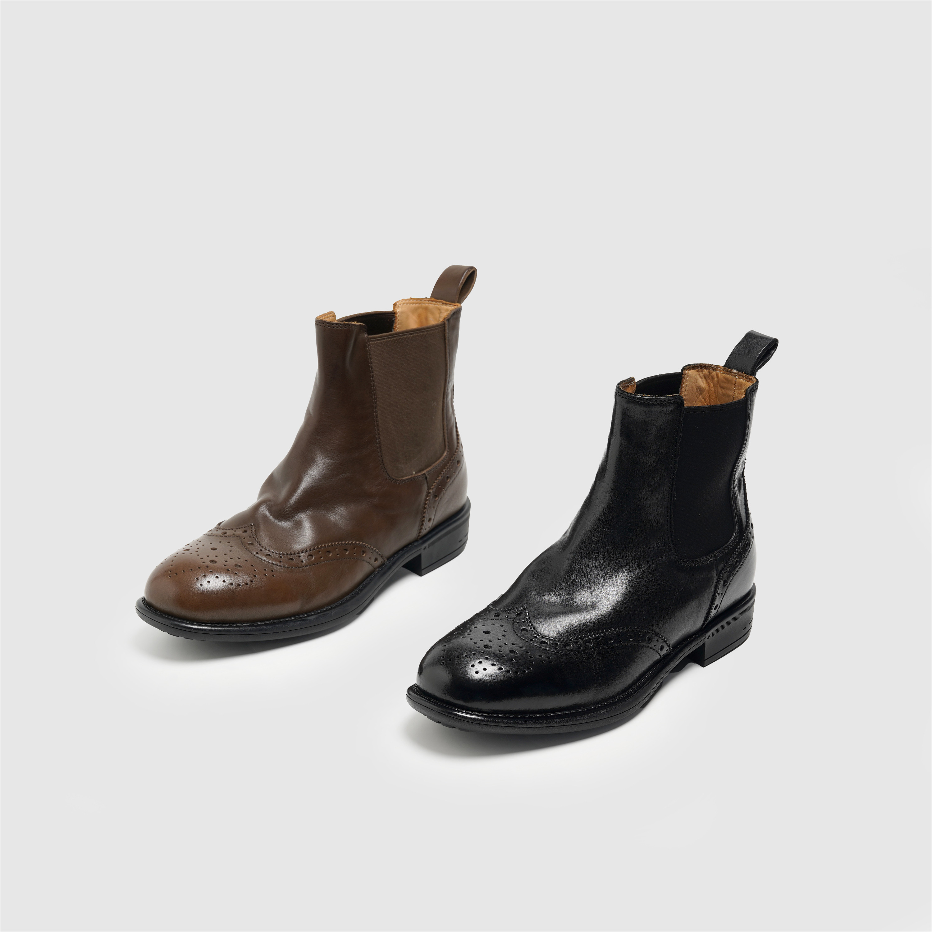 英伦风布洛克雕花复古切尔西靴  真皮圆头低跟显瘦烟筒靴短靴女,女鞋,切尔西靴,淘宝优惠券,粉丝福利购,淘宝优惠卷