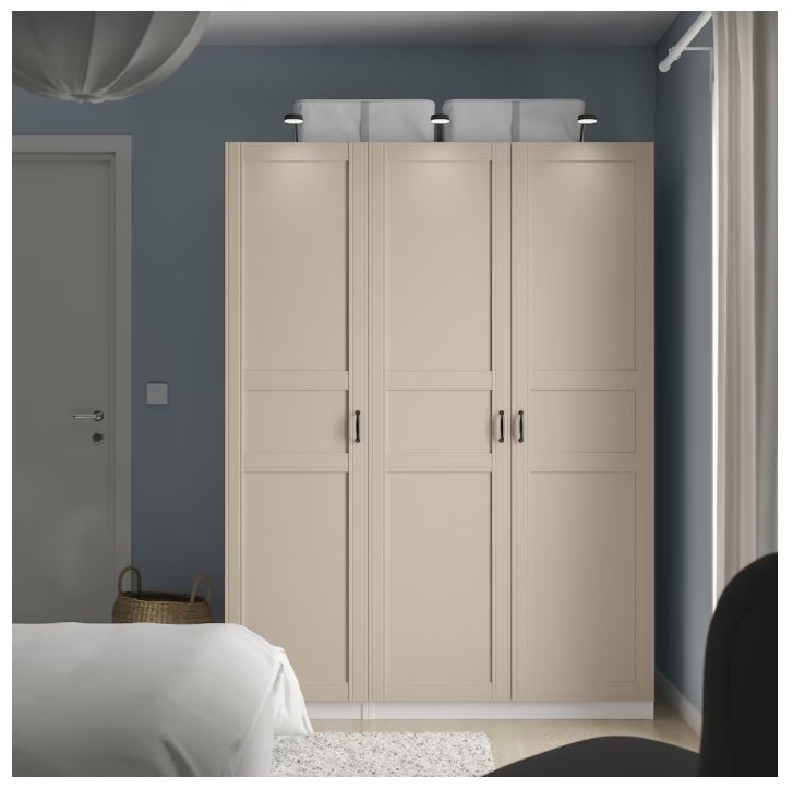宜家国内代购帕克思卧室简约百搭大衣柜三门衣柜长150高度201厘米