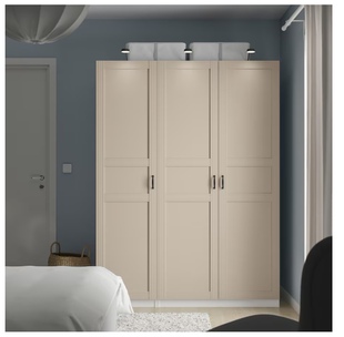 宜家国内代购帕克思卧室简约百搭大衣柜三门衣柜长150高度201厘米