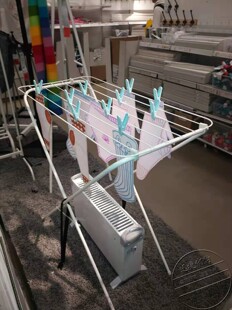 宜家国内代购加尔落地晾衣架白色置地可折叠晾晒衣电油汀烘干架