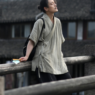 【子后•裋褐】汉服日常明制裋褐交领衫短袖夏日清凉天丝布衣