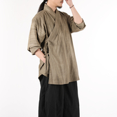 天丝布料复古服装 汉服日常明制裋褐交领短衫 子后•裋褐