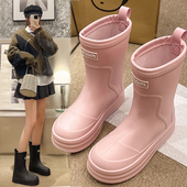 2025网红ins 夏露营中筒水靴加绒雨靴 女士外穿防滑防水鞋 新款 雨鞋