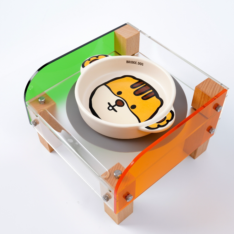 宠物碗架餐桌BD酷彩猫碗架子增高防打翻实木亚克力狗碗架罐头碗架
