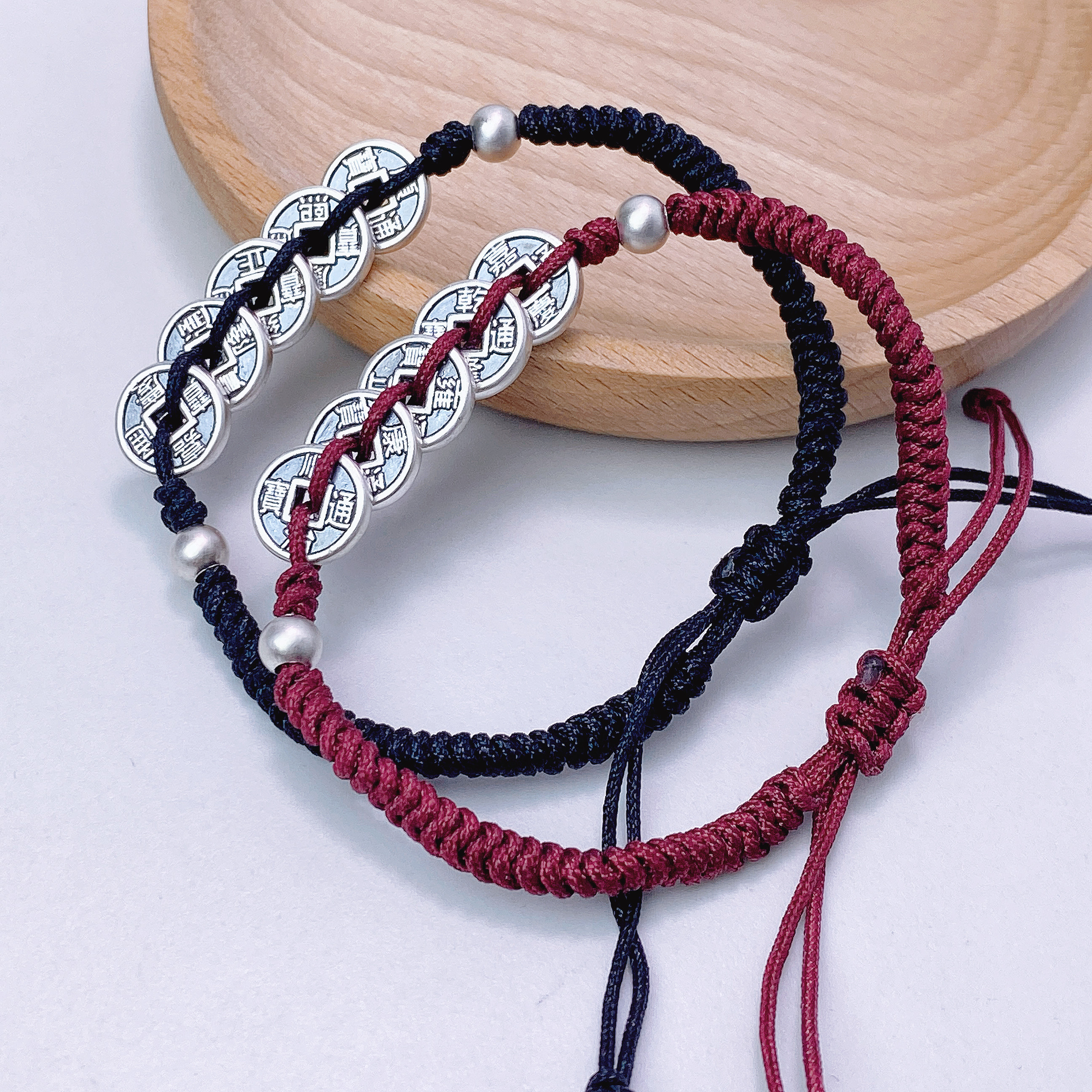 999足银五帝钱手链男女款本命年手工编织古风手绳子饰品配饰,饰品/流行首饰/时尚饰品新,银饰手链,淘宝优惠券,粉丝福利购,淘宝优惠卷